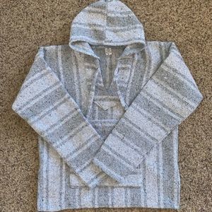 Baja gray and white hoodie sweater sweatshirt jacket, size M